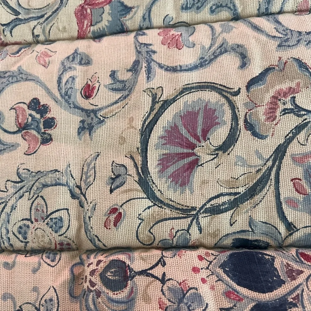 Vintage Ralph Lauren Provence Queen Full Comforter Beige Floral Cotton Linen EUC